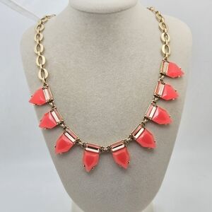 Stella & Dot Coral Pink Geometric Statement Necklace